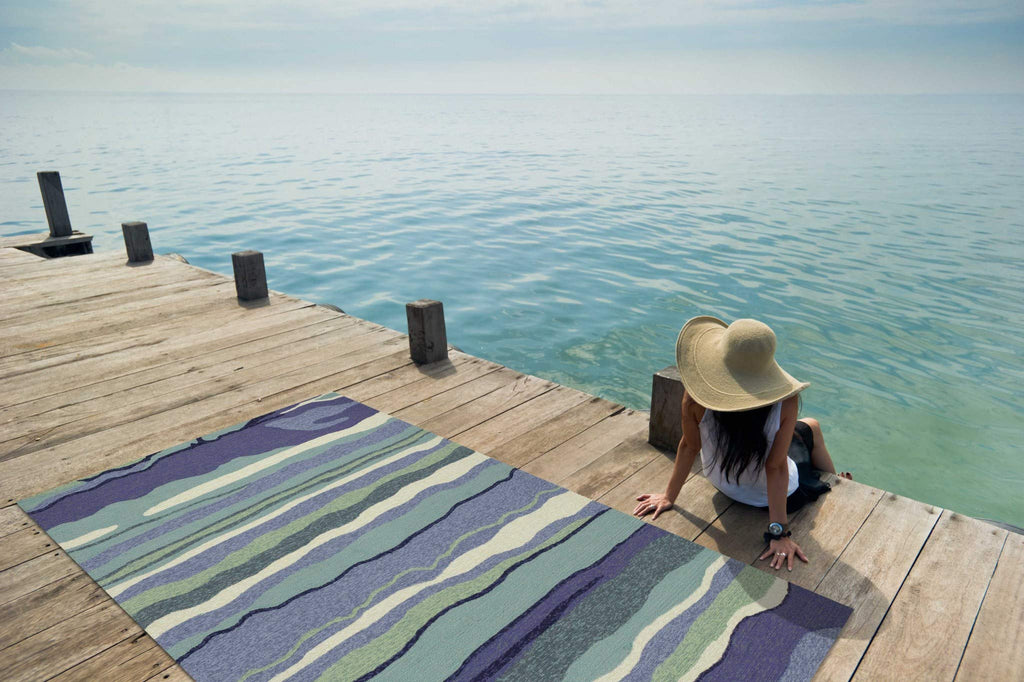 HomeRoots 353299 2' x 3' UV-Treated Polypropelene Ocean Area Rug