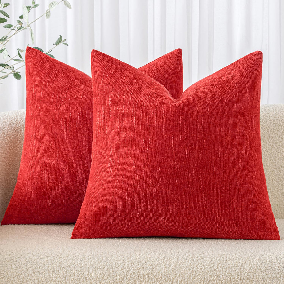 Miulee Pack Of 2 Christmas Decorative Throw Pillow Covers Soft Chenille Throw Pillows Solid Textured Cushion Covers For Couch So
