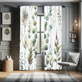 Ambesonne Green Window Curtains, Watercolor Look Modern Illustration of Urban Jungle Leaves with Stripes, Lightweight Decorative