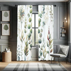 Ambesonne Green Window Curtains, Watercolor Look Modern Illustration of Urban Jungle Leaves with Stripes, Lightweight Decorative