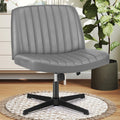 DUMOS Criss Cross Chair No Wheels Wide Comfy Seat Height Adjustable Armless Home Office Computer Task Chairs, PU Leather Swivel 