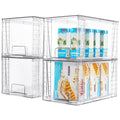 Vtopmart 4Pack Large Stackable Kitchen Pantry Storage Drawers, Clear Organizer Bins With Handles, Acrylic Drawer Organizers For