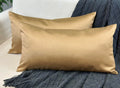 Aiking Home Collection 12X24 Inches Faux Silk Rectangular Throw Pillow Cover, Zipper Closure, Brass (Set Of 2)