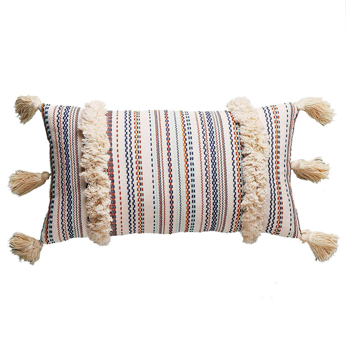 Flber Lumbar Throw Pillow Decorative Pillows Tassel Textured Woven Sham,12'X20'