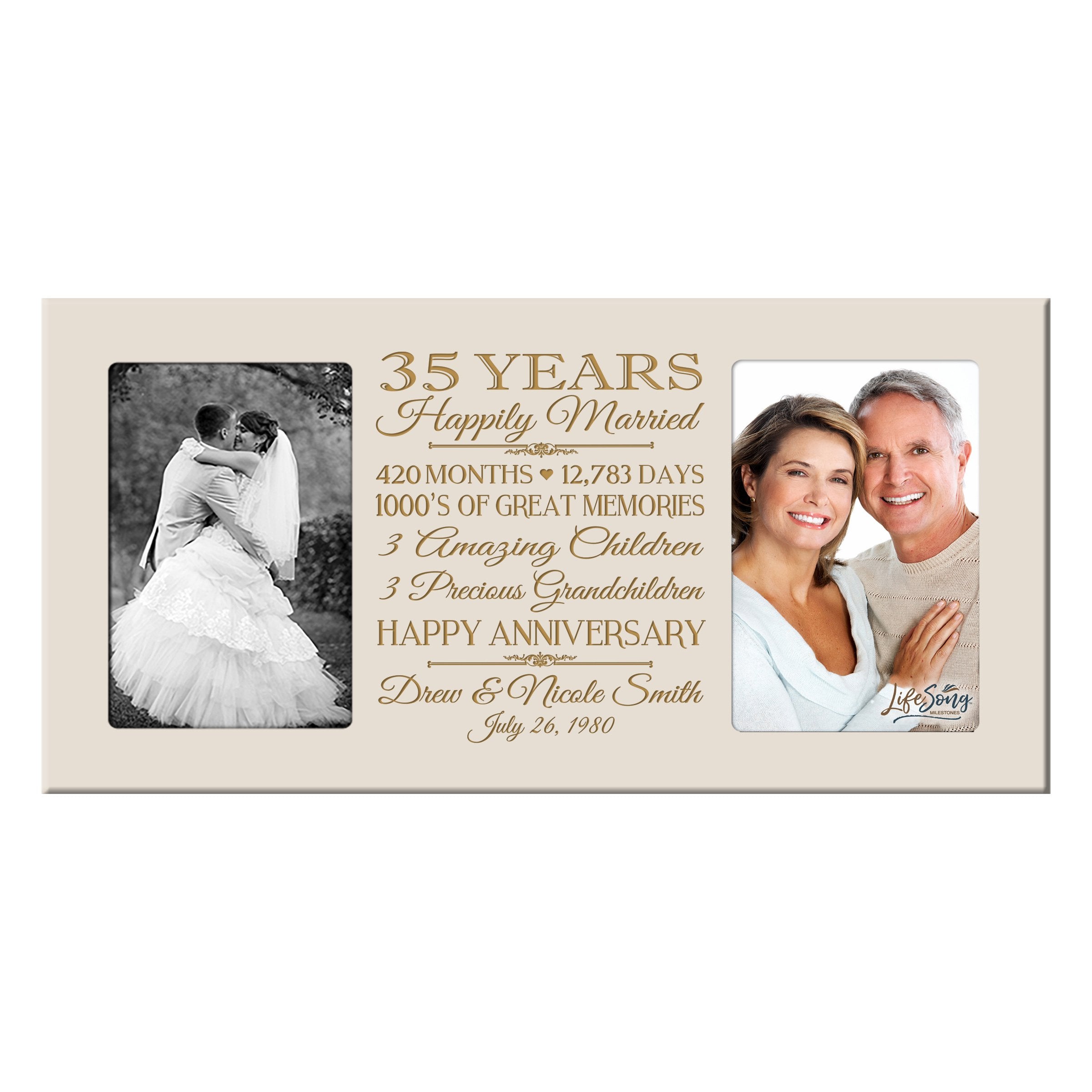 LifeSong Milestones Personalized 35 Year her him Couple Custom Engraved Wedding Celebration for Husband Wife Girlfriend Boyfrien