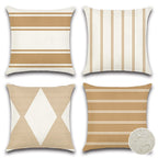OTOSTAR 18x18 Waterproof Throw Pillow Covers (Pack of 4) - Light Coffee Geometry Outdoor Decorative Cushion Case for Patio Couch