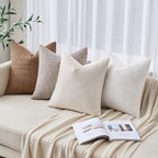 Miulee Burlap Linen Throw Pillow Covers 20X20 Inch Christmas Pure White Decorative Pillow Covers Modern Farmhouse Pillowcases So