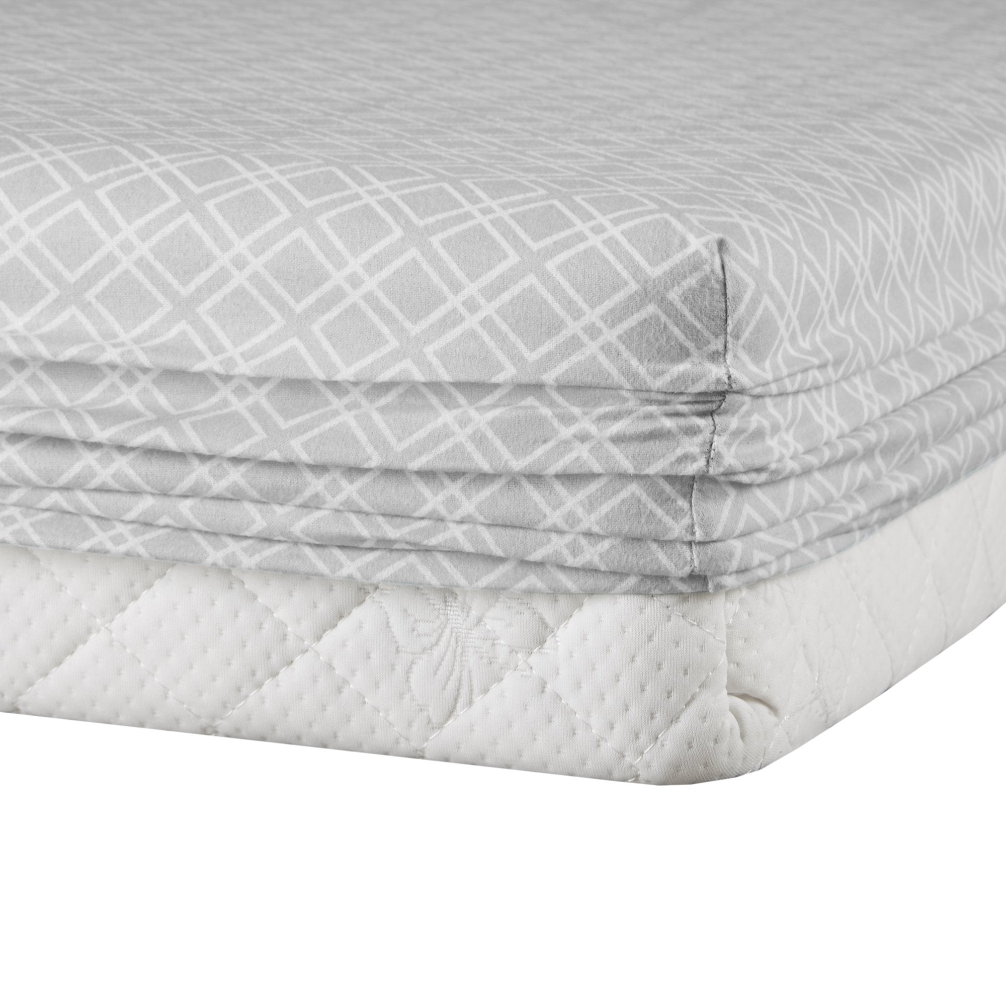 Comfort Spaces Cotton Flannel Breathable Warm Deep Pocket Sheets With Pillow Case Bedding, Twin, Geo Grey, 3 Piece