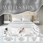 Decolure Striped Satin Sheets Set King 6Pc - Comfy Luxury Silk Feel Satin Sheets King - Elegant Silky Soft King Size Satin Bed S