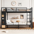 DNYN Twin XL Over Twin XL Metal Bunk Bed with 2 Drawers and Builtin Wardrobe for Teens Bedroom/Dorm/Staff Housing, SpaceSaving