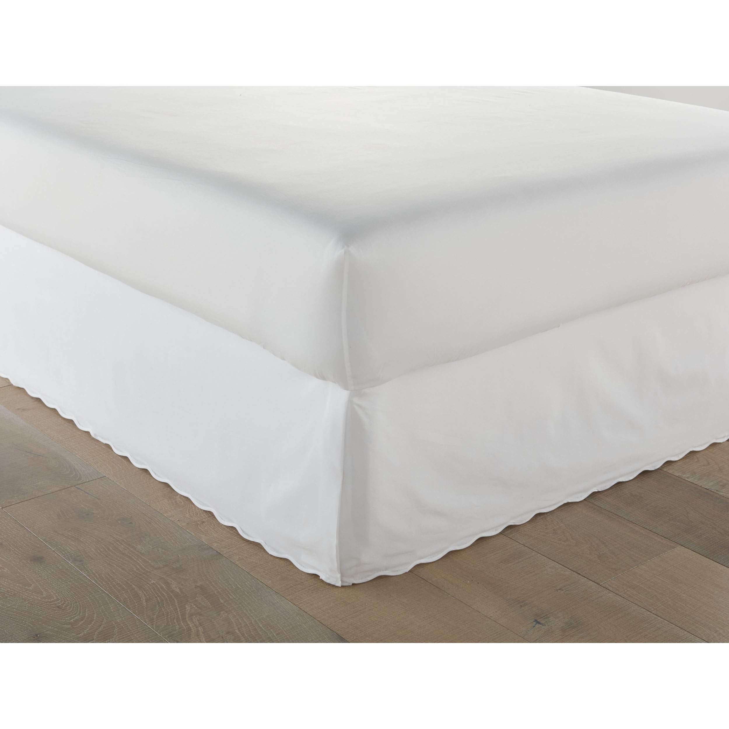 Stone Cottage - Queen Bedskirt, Cotton Tailored Bedskirt With Split Corners, Simple Stylish Home Decor (Solid White, Queen)