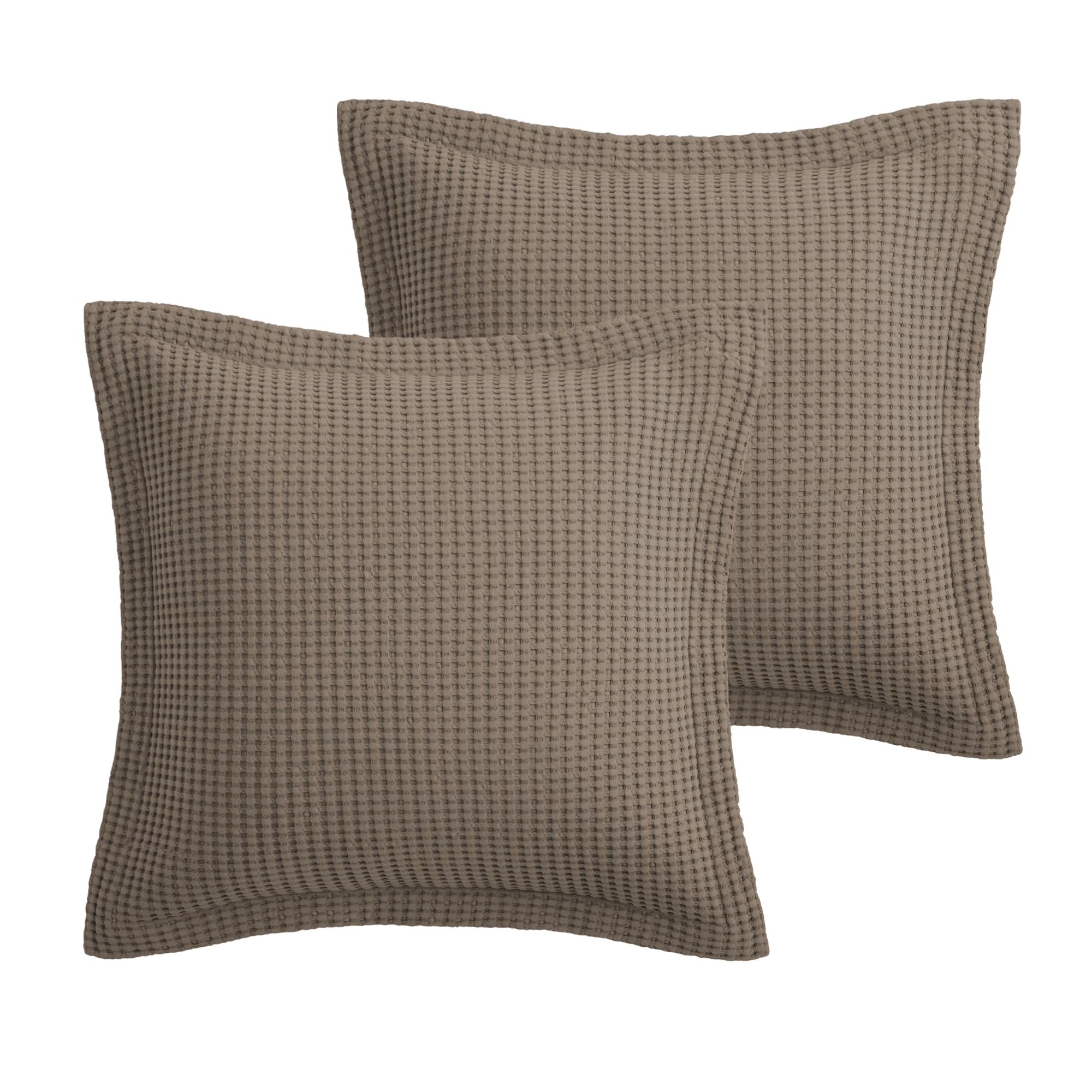 Levtex Home - Mills Waffle - Euro Sham (Set Of Two) - Latte - Sham Size (26 X 26In.), No Insert