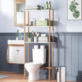 Amazerbath Bamboo Over The Toilet Storage Shelf, Bathroom Storage Organizer Rack, 3-Tier Bathroom Shelves Space Saver, White And Natural Color