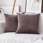 Home Brilliant Decorative Pillowcases Striped Chenille Velvet Plush Square Throw Pillow Cover Sofa Cushion Covers For Couch, Set
