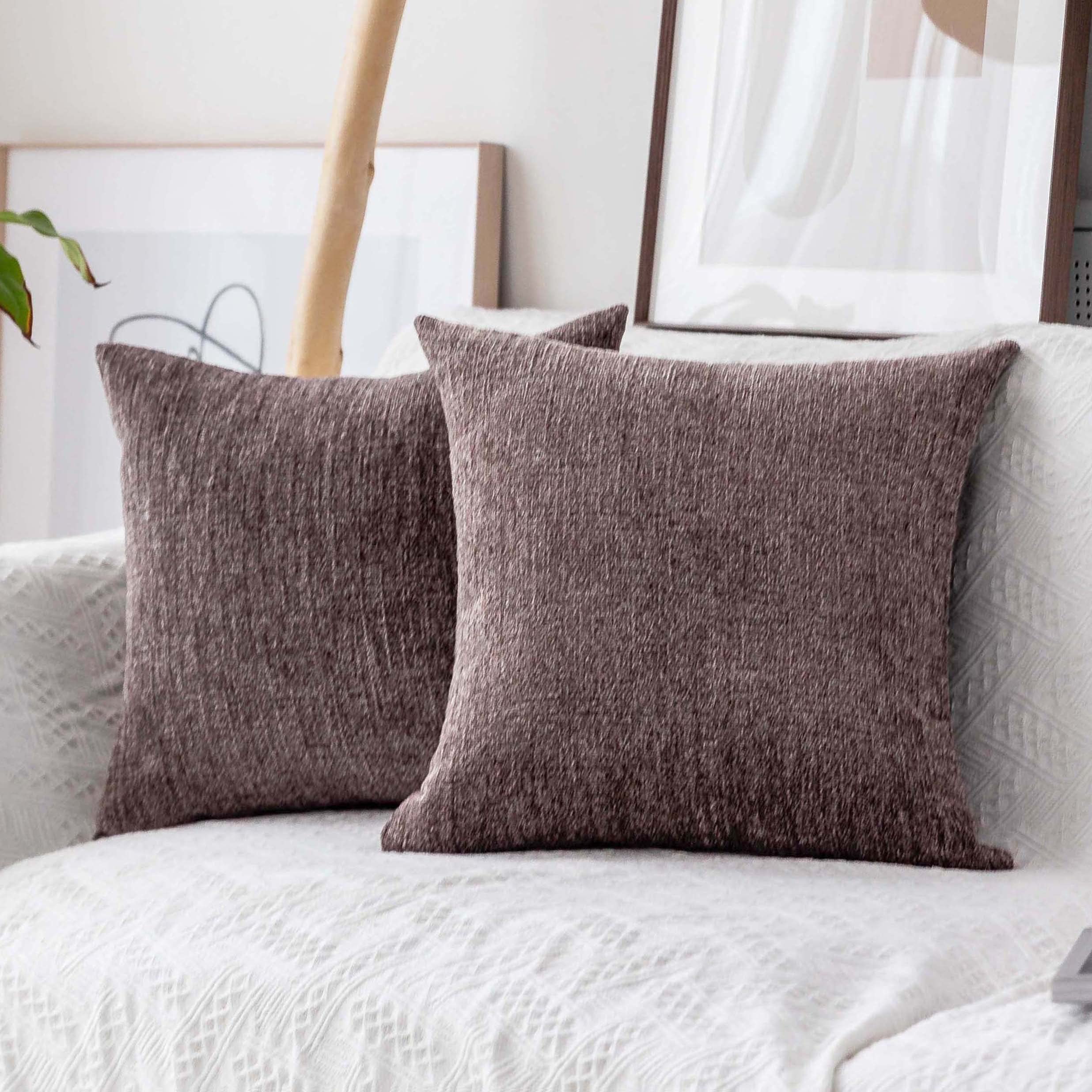 Home Brilliant Decorative Pillowcases Striped Chenille Velvet Plush Square Throw Pillow Cover Sofa Cushion Covers For Couch, Set