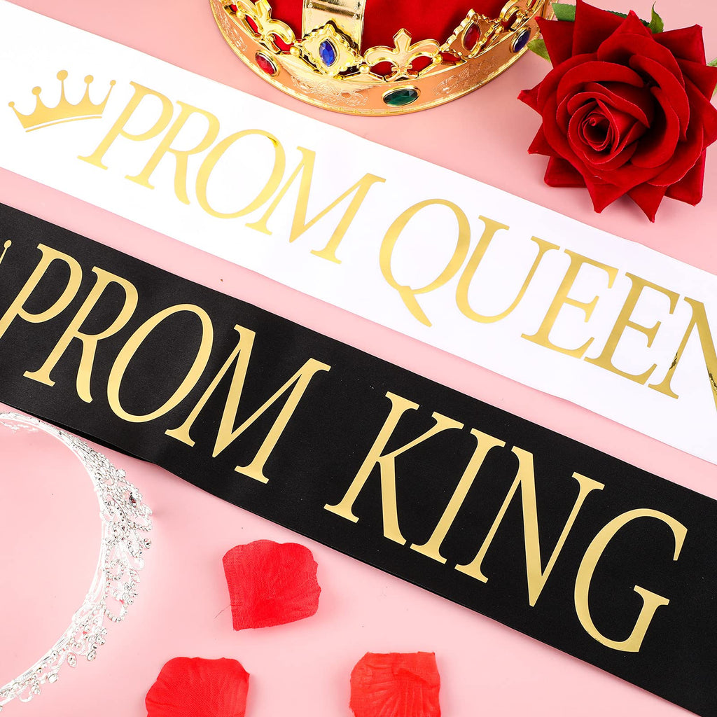 Saintrygo Prom King And Prom Queen 80S Party Favors Crowns Tiara Sash Shiny Satin Adults Cosplay 2024 Grad Crown Sash(4 Pcs, Vin