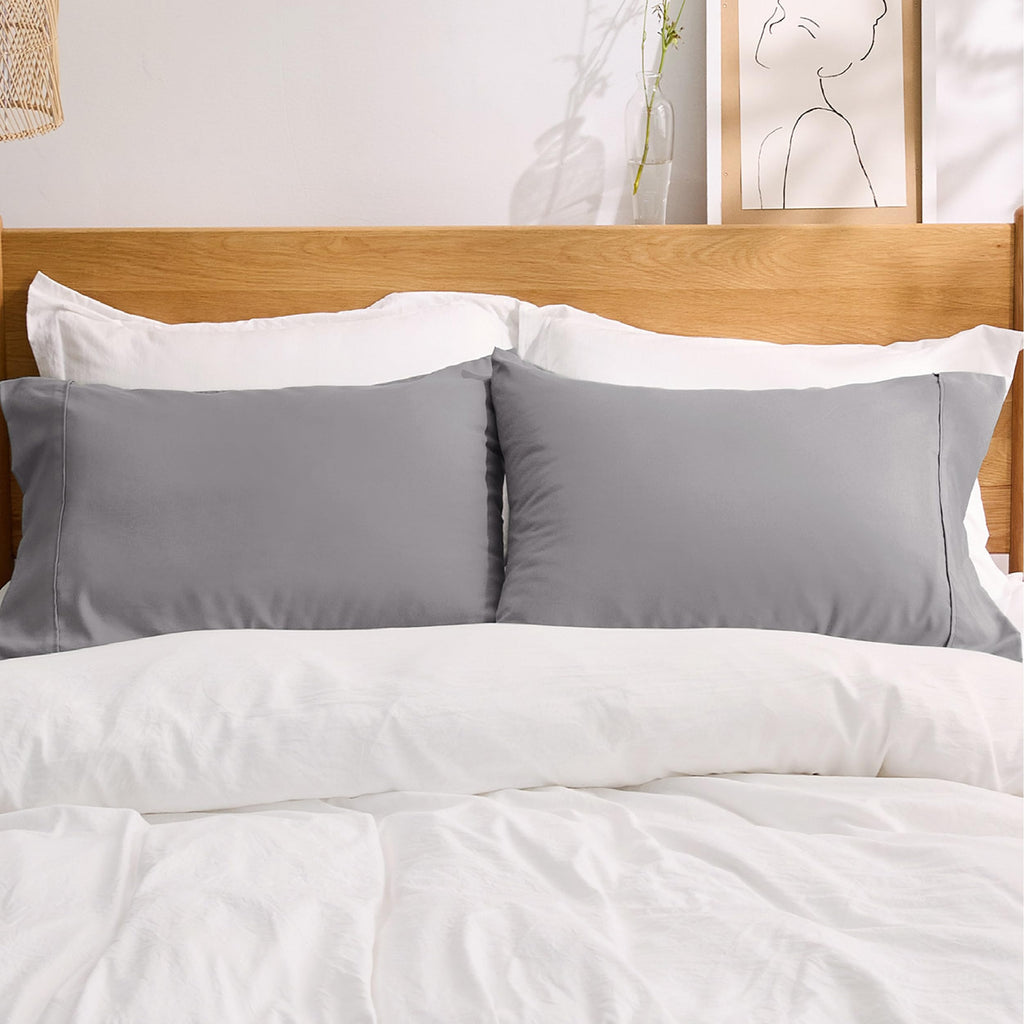 Bedsure King Size Pillow Cases Set Of 2 - Silver Grey Polyester Microfiber Pillowcases 2 Pack, Super Soft Pillow Case Cover With Envelop Closure, 20X36 Inches