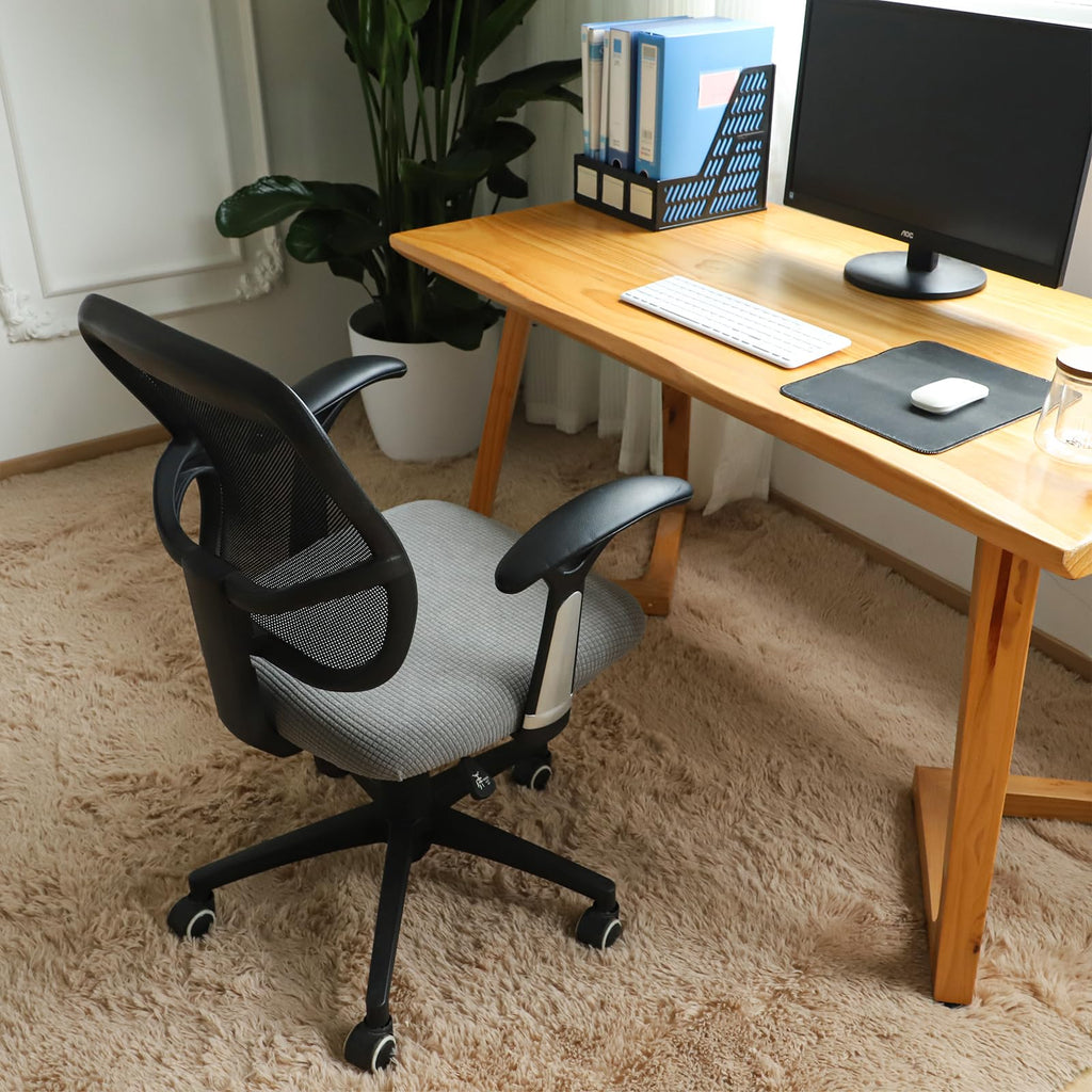 Forcheer Office Desk Chair Seat Covers Water Resistant Jacquard Computer Chair Seat Cushion Slipcovers-Grey