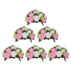 BLOSMON Flower Balls Rose Centerpieces: 6 Pcs 9.5 Inch Pink Fake Flowers Kissing Balls Decor Artificial Wedding Floral Arrangeme