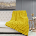 Home Soft Things Derby Double Sided Faux Fur Throw Blanket, Lemon Curry, 50' X 60', Super Soft Comfy Fluffy Plush Bed Couch Co