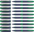 Schneider One Business Rollerball Pen, 0.6 Mm Ultra-Smooth Tip, Blue Barrel, Green Ink, Box Of 10 Pens (183004)