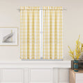 Bapawfish Yellow White Cafe Kitchen Curtains 45 Inches Length, Buffalo Plaid Pattern Short Bathroom Window Curtain, Gingham Desi