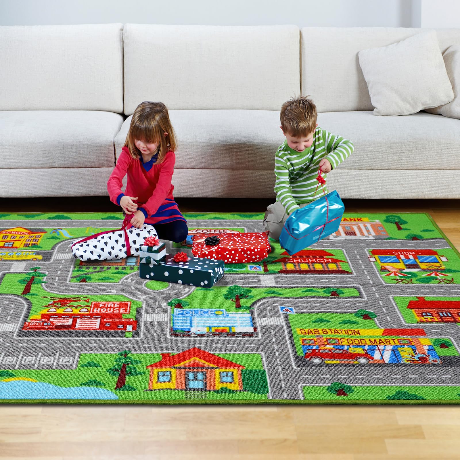 Kids Carpet Playmat Rug 59''X39.4'', Car Rug For Kids Cars, Non-Slip Town City Road Map Kids Rug For Playroom Bedroom Boys, Kids