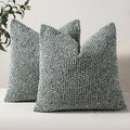 Dezene Striped Throw Pillow Covers 20X20 Set Of 2 Green Textured Boucle Chic Morden Boho Accent Farmhouse Square Decorative Couc