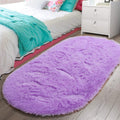 LOCHAS Fluffy Purple Bedroom Rug 2.6 x 5.3, Shaggy Area Rug for Bedroom Bedside, Soft Oval Throw Rugs Carpet for Living Room K