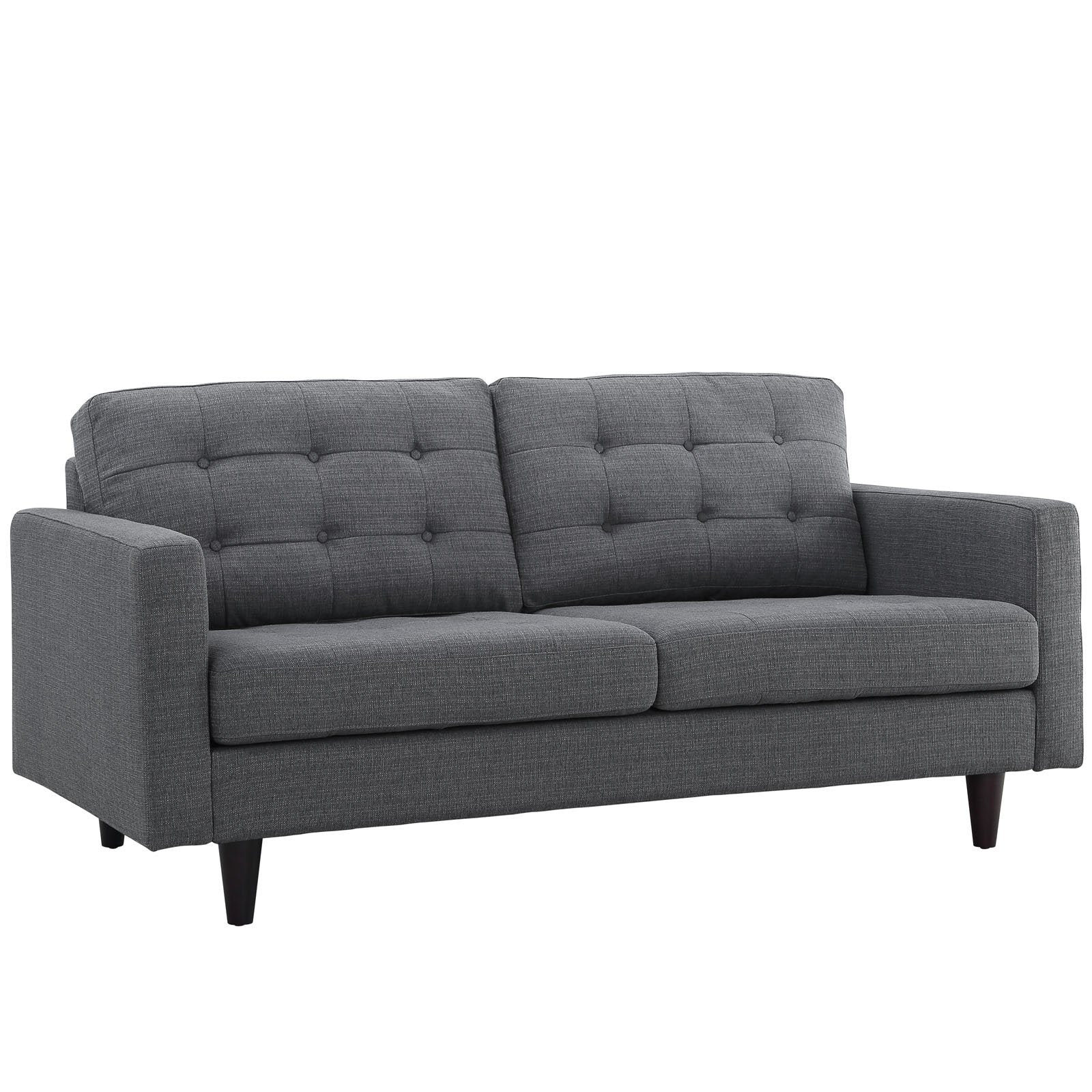 Modway Empress Mid-Century Modern Upholstered Fabric Living Room Sofa In Gray, Left Facing Bumper Sectional
