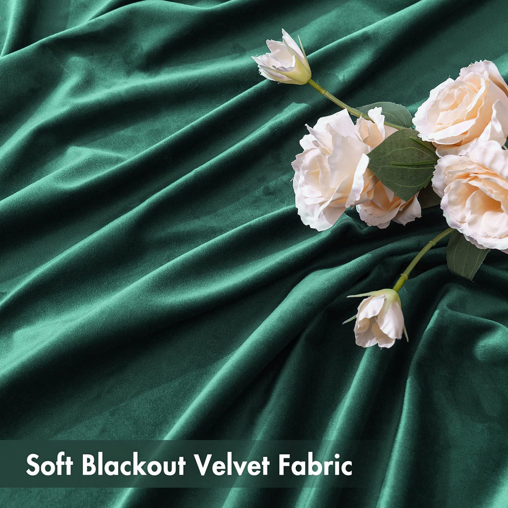 Miulee Dark Green Velvet Curtains Thermal Insulated Blackout Curtain Christmas Emerald Green Drapes For Bedroom Living Room Darkening 84 Inches Long Curtains Panels Rod Pocket Set Of 2