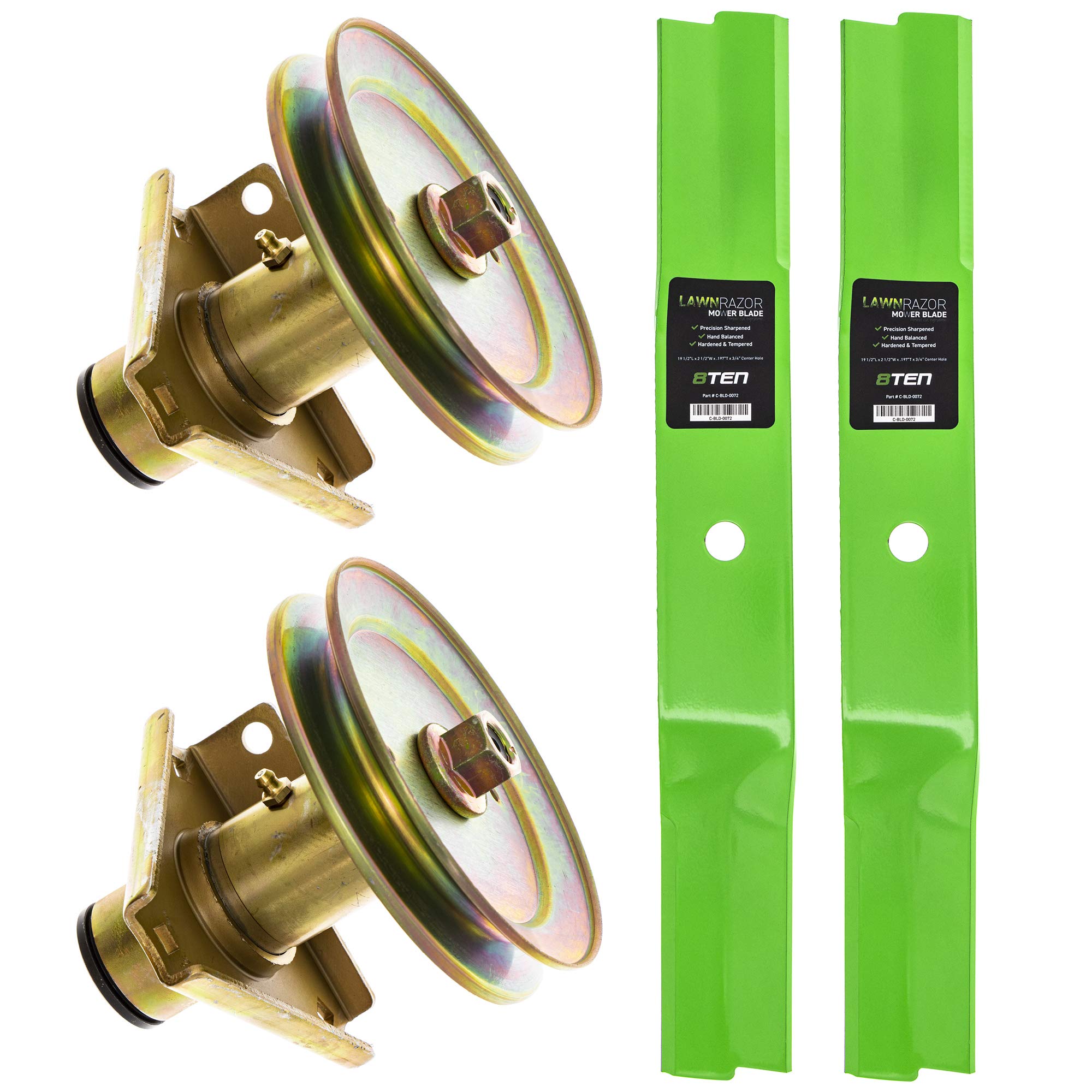 8Ten Spindle Low-Lift Blade Kit For John Deere 38 Inch Cut Deck Stx38 Lawn Tractors Am118532 Am122444 Am100946