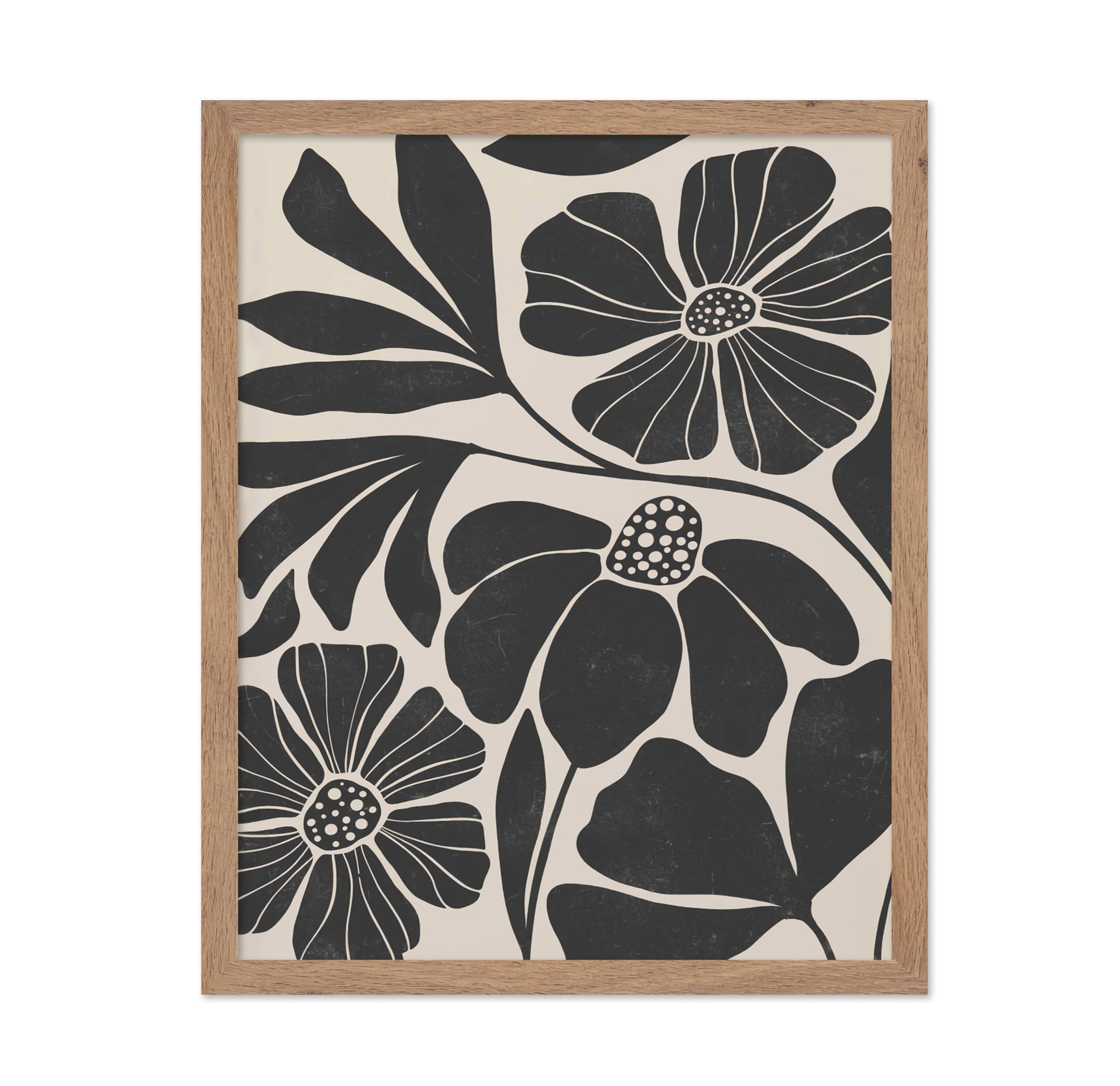 Poster Master Vintage Illustration Poster - Retro Minimalist Print - Linocut Garden, Black Flower, Botanical, Floral, Abstract -