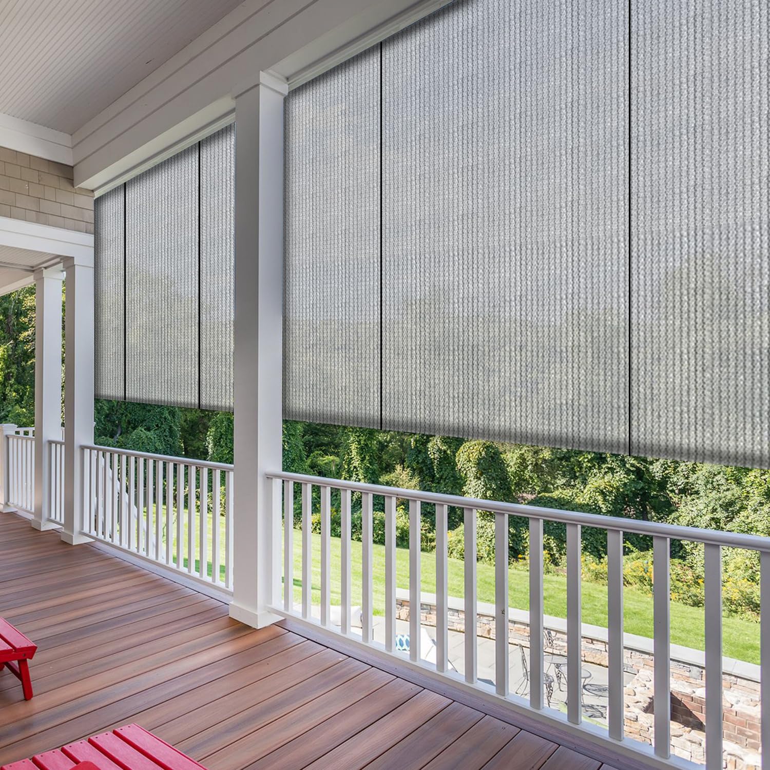 Sunnyroyal Patio Shades Roll Up Outdoor Exterior Roller Shades Roll Up Blinds For Patio Yard Deck Porch Balcony Backyard 7' W X