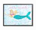 The Kids Room By Stupell Lets Be Mermaids Blue and Pink Swimming Mermaid Framed Texturized Art, 11 x 14, Proudly Made in USA