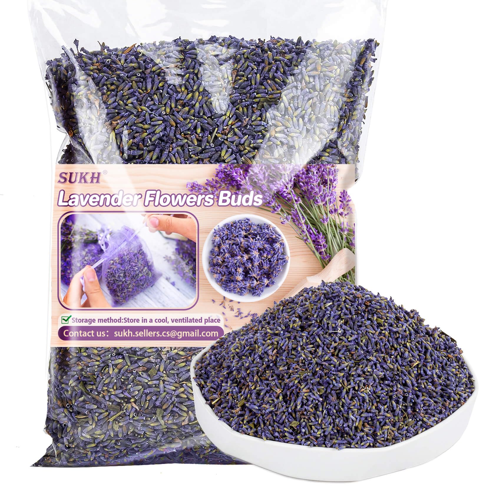 9.5 OZ Lavender Dried Lavender - Sukh Lavender Sachets for Drawers and Closets Lavender Flowers Sachet Bags Fresh Scents Lavende