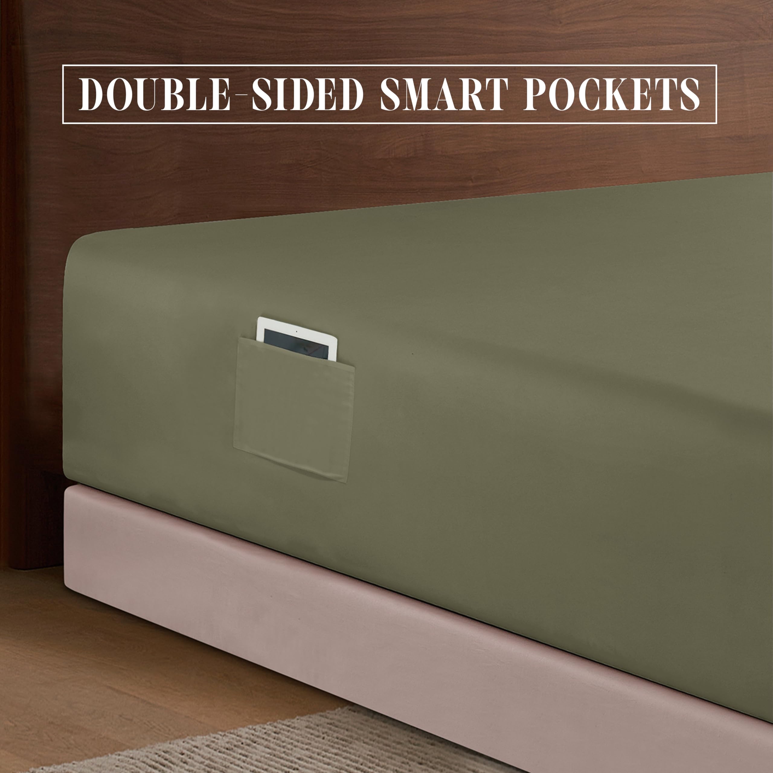 Elegant Comfort 1500 Premium Hotel Quality 18-24 Inches Deep - Extra Deep Pocket Single Fitted Sheet For High Mattress, Luxury And Softest, Smart Pocket - Wrinkle Free, Twin/Twin Xl, Green