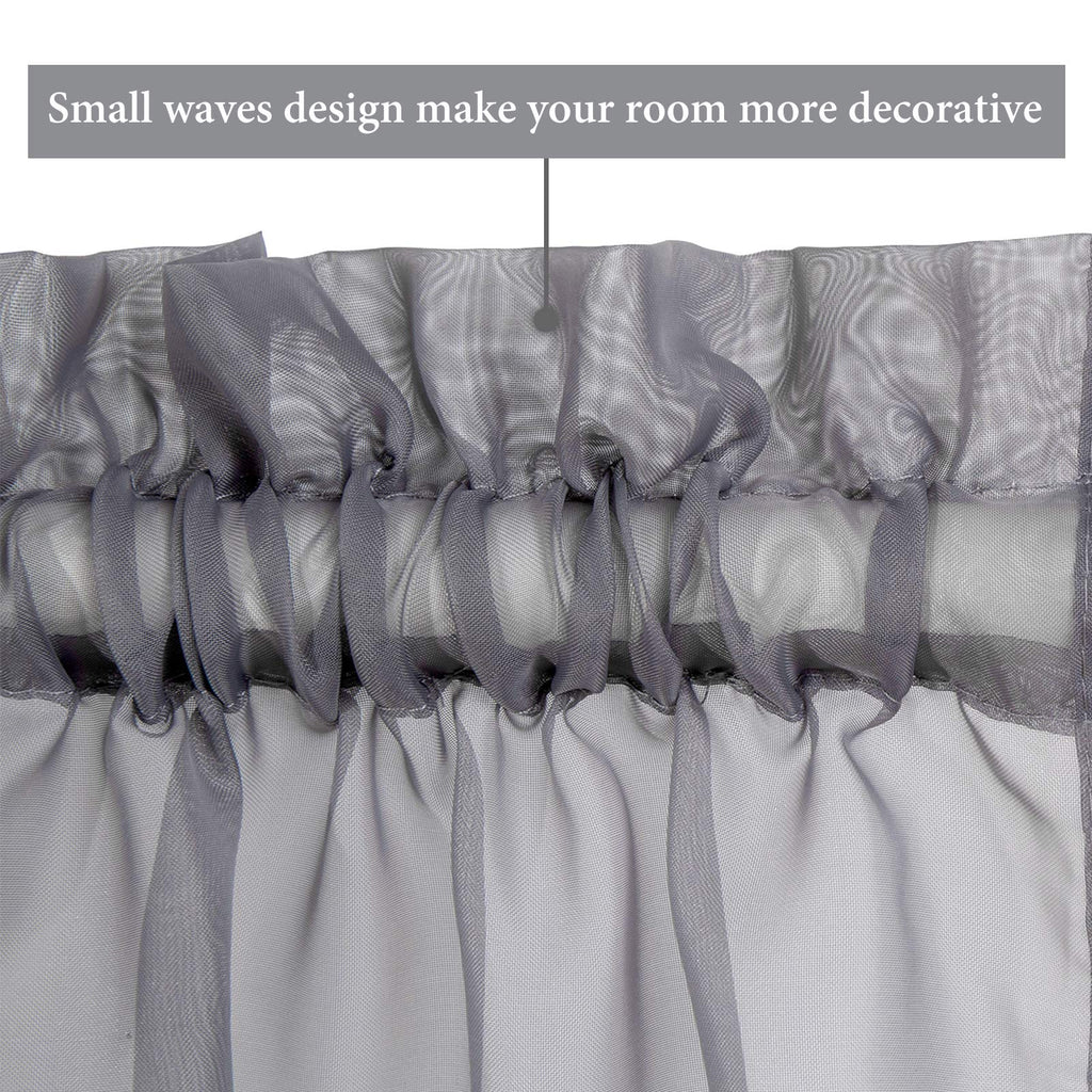 Miulee 2 Panels Sidelight French Door Curtains Sheer Light Filtering Window Treatment 25 X 72 Inches With Tieback - 2 Panels, Dark Grey