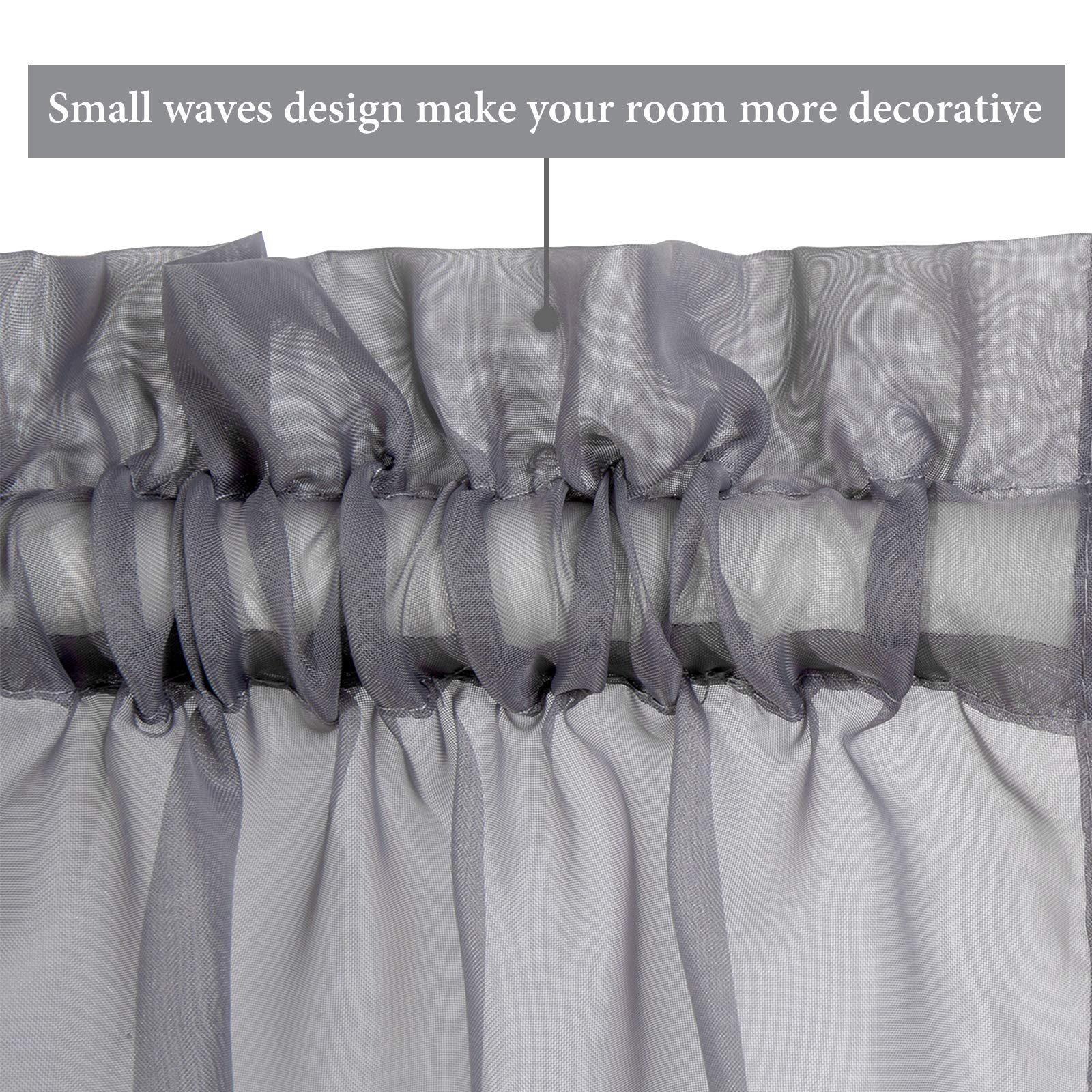 Miulee 2 Panels Sidelight French Door Curtains Sheer Light Filtering Window Treatment 25 X 72 Inches With Tieback - 2 Panels, Dark Grey