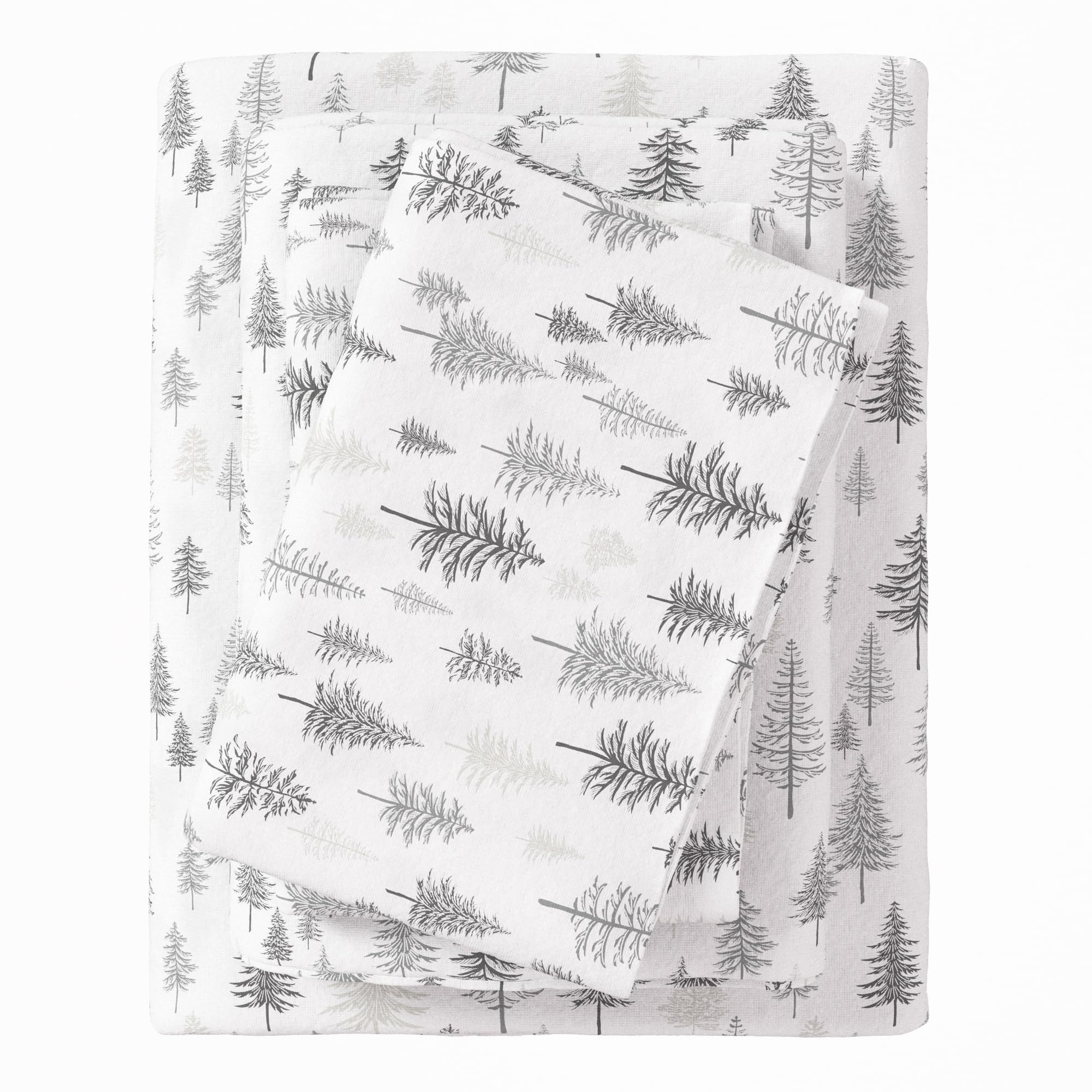 Flannel Sheet Set Full Size - 100% Turkish Cotton, Double-Brushed, Printed Bed Sheets - Ultra-Soft, Cozy, 4-Piece Bedding Set (T
