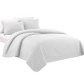 Chezmoi Collection Madrid 3-Piece Vintage Washed Solid Cotton Quilt and Shams Set (King, White)