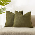 Juspurbet Olive Green Boucle Broadside Throw Pillow Covers 24X24 Inch Set Of 2 For Couch Bedroom Sofa Living Room Decorative Sof