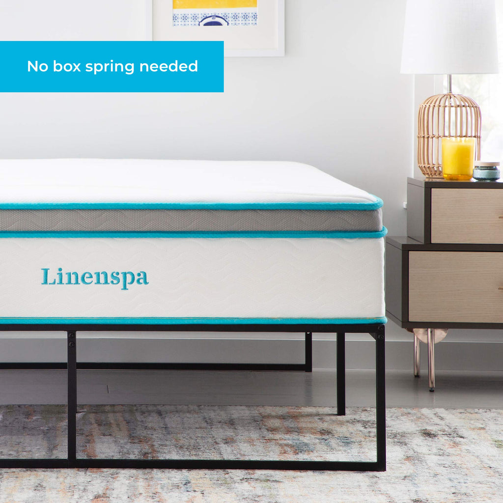 Linenspa 14 Inch Metal Platform Queen Bed Frame With Storage Space Under Frame, Queen Platform Bed Frame, No Box Spring Needed