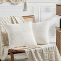 Fancy Homi 2 Packs Cream White Decorative Throw Pillow Covers 20X20 Inch For Living Room Couch Bed Sofa, Farmhouse Boho Home Dec