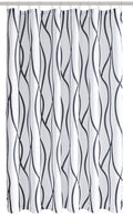 Biscaynebay Textured Fabric Shower Curtain 72 Inches By 72 Inches, Black Printed Striped Linen Modern Hotel Luxury Quality Cloth