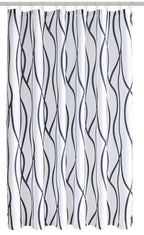 Biscaynebay Textured Fabric Shower Curtain 72 Inches By 72 Inches, Black Printed Striped Linen Modern Hotel Luxury Quality Cloth