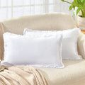 Zwjd Pillow Covers 12X20 Set Of 2 White Throw Pillow Covers With Fringe Chic Cotton Decorative Pillows Square Cushion Covers For
