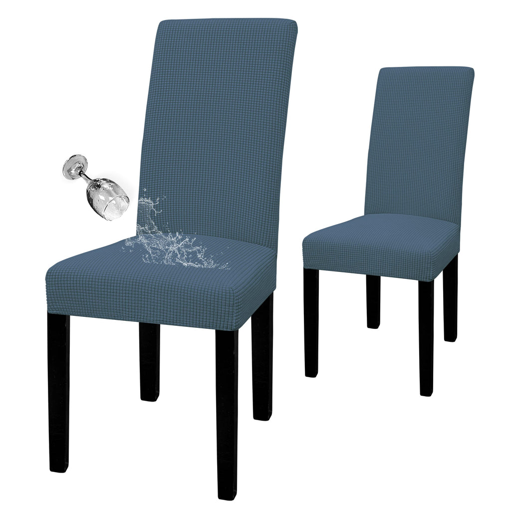 Easy-Going 100% Waterproof Dining Room Chair Cover Set Of 2, Stretch Jacquard Parson Chair Slipcover Removable Washable Chair Protector For Home, Restaurant, Banquet (Large, Bluestone)