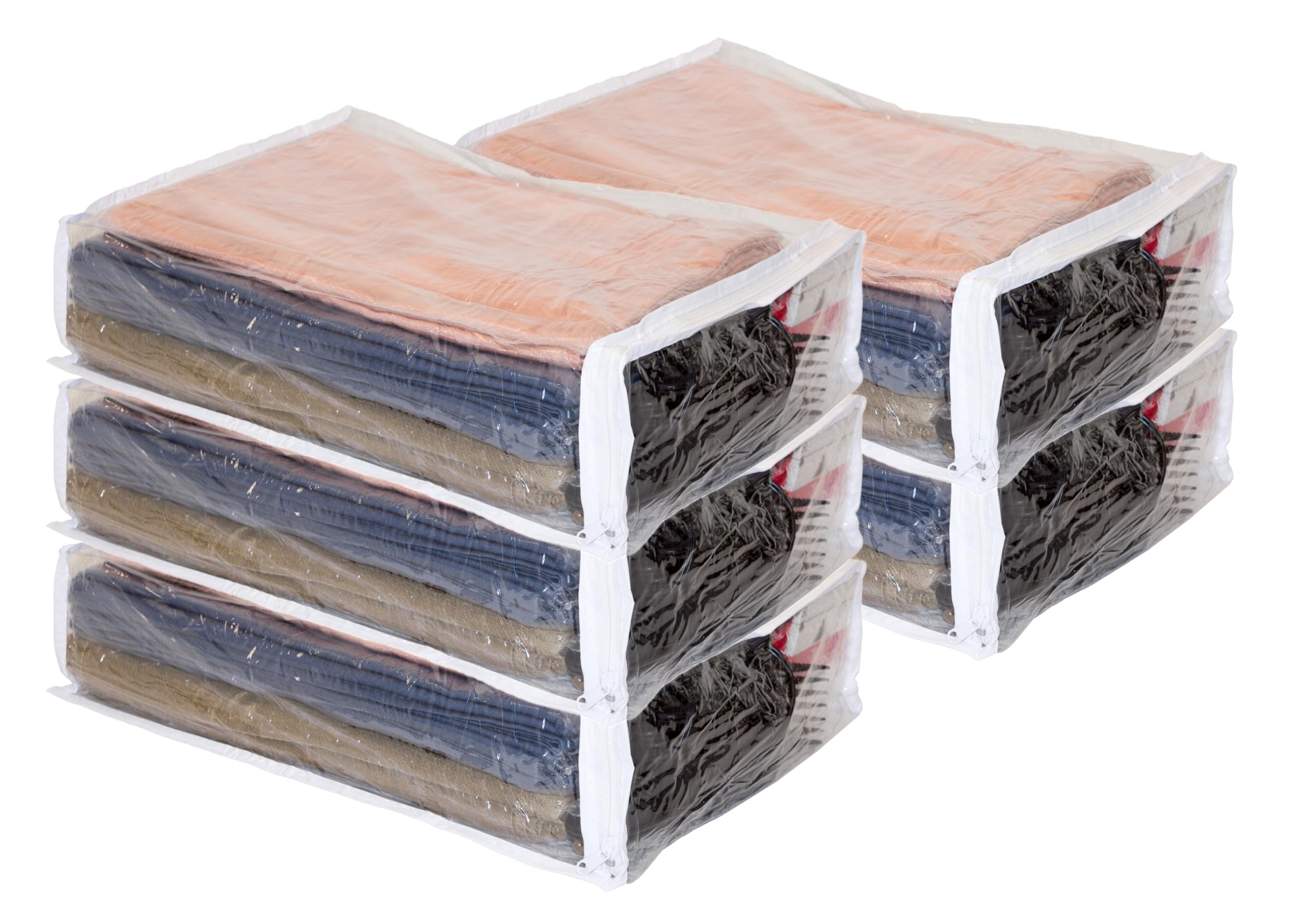 Set of 5 Clear Vinyl Zippered Storage Bags 11 x 15 x 4 Inch
