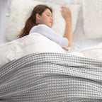 Bedsure Cooling Cotton Waffle Queen Size Blanket - Lightweight Breathable Blanket Of Rayon Derived From Bamboo For Hot Sleepers,